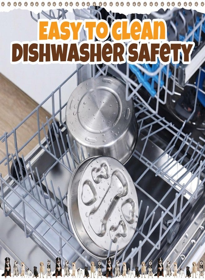 Vesici Slow Feeder Dog Bowls Set 3.2l No Spill Water Bowl and 2 Cups Stainless Steel Dog Slow Feeder Food Bowl Puppy or Cat Food Holder Dishwasher Pet Supplies - Image 4